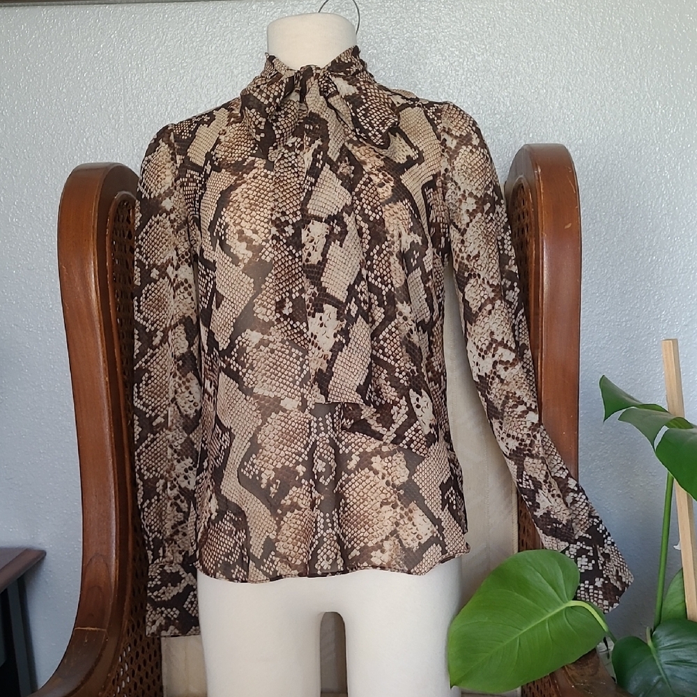 Altuzarra Beige and Brown Patterned Blouse NWT